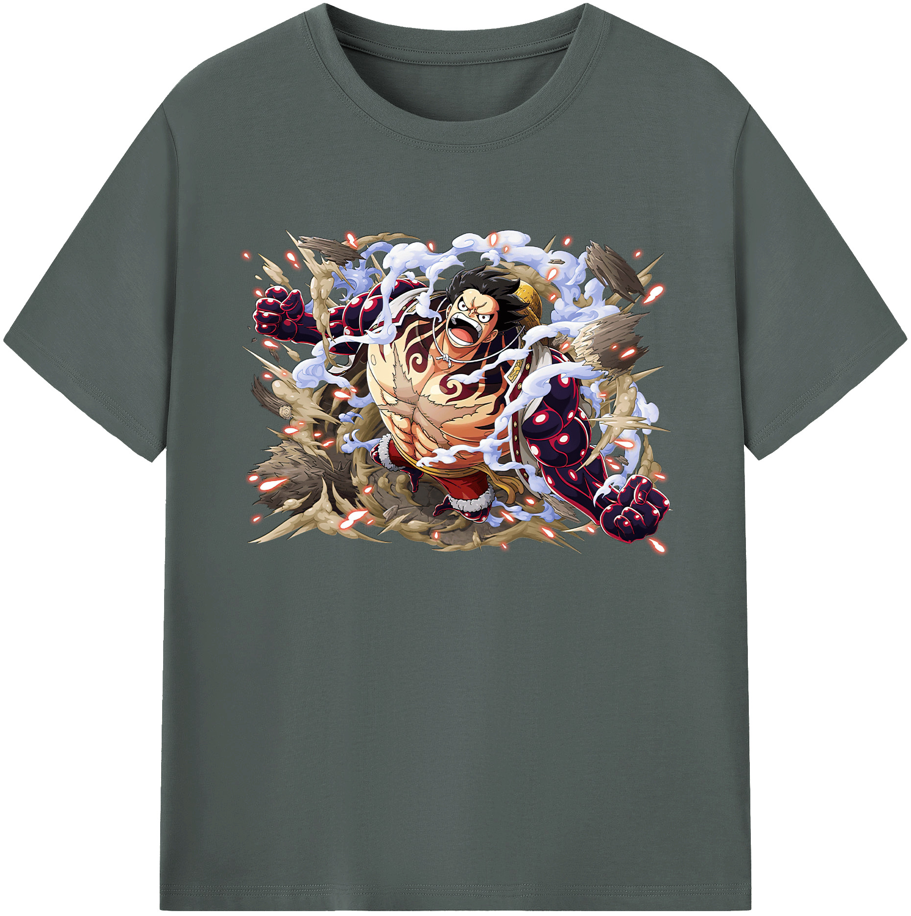ワンピース モンキー・D・ルフィ ONE PIECE Monkey D. Luffy 綿100％ メンズ半袖Tシャツ｜肌触りやわらか＆通気性